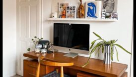 كيف يمكنني دمج العناصر الحديثة في منتصف القرن في ديكور مكتب منزلي؟